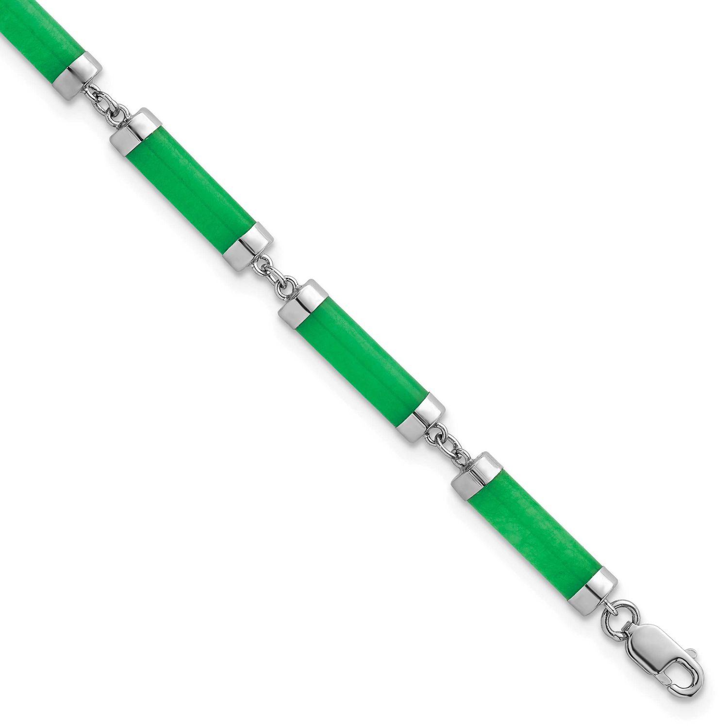 Polished Jade Bars 8 Inch Bracelet Sterling Silver Rhodium-Plated, MPN: QG7285-8, UPC: 196904364093