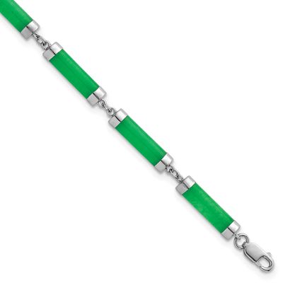 Polished Jade Bars 8 Inch Bracelet Sterling Silver Rhodium-Plated, MPN: QG7285-8, UPC: 196904364093