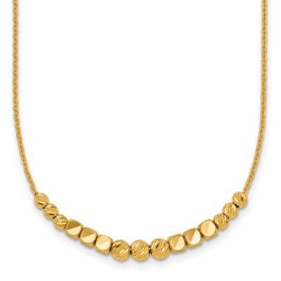 Diamond-Cut and Beaded 16 Inch with 2 Inch Extension Necklace 14k Gold Polished, MPN: SF3274-16, UP…