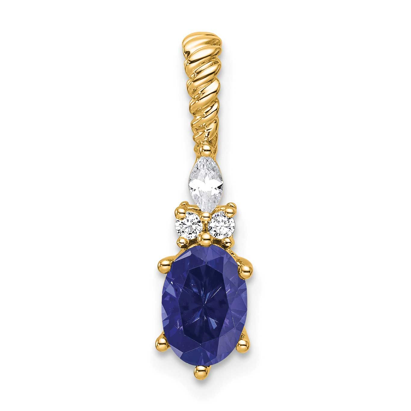 Diamond and Lab Created Sapphire Twisted Chain Slide 14k Gold Polished, MPN: PM9791-CSA-009-YAA, UP…