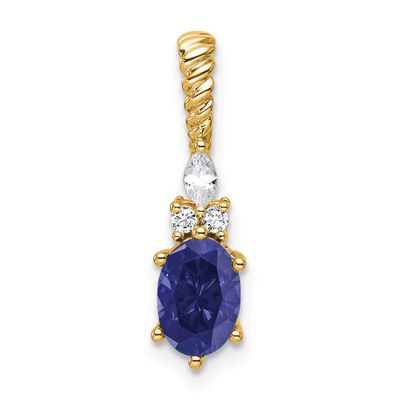 Diamond and Lab Created Sapphire Twisted Chain Slide 14k Gold Polished, MPN: PM9791-CSA-009-YAA, UP…