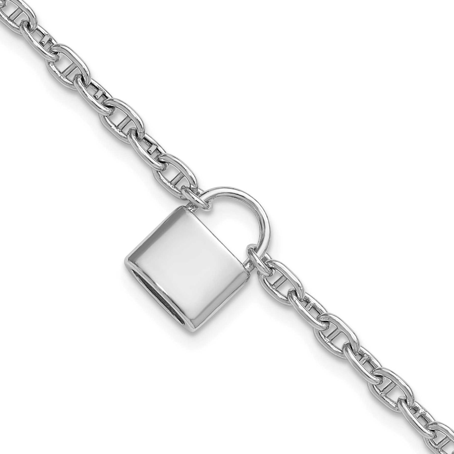 7 Inch with 1 Inch Extender Lock Bracelet Sterling Silver Rhodium-Plated, MPN: QG6965-7, UPC: