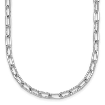 Twisted Link 16 Inch with 2 Inch Extender Necklace Sterling Silver Rhodium-Plated, MPN: QG6934-16, …