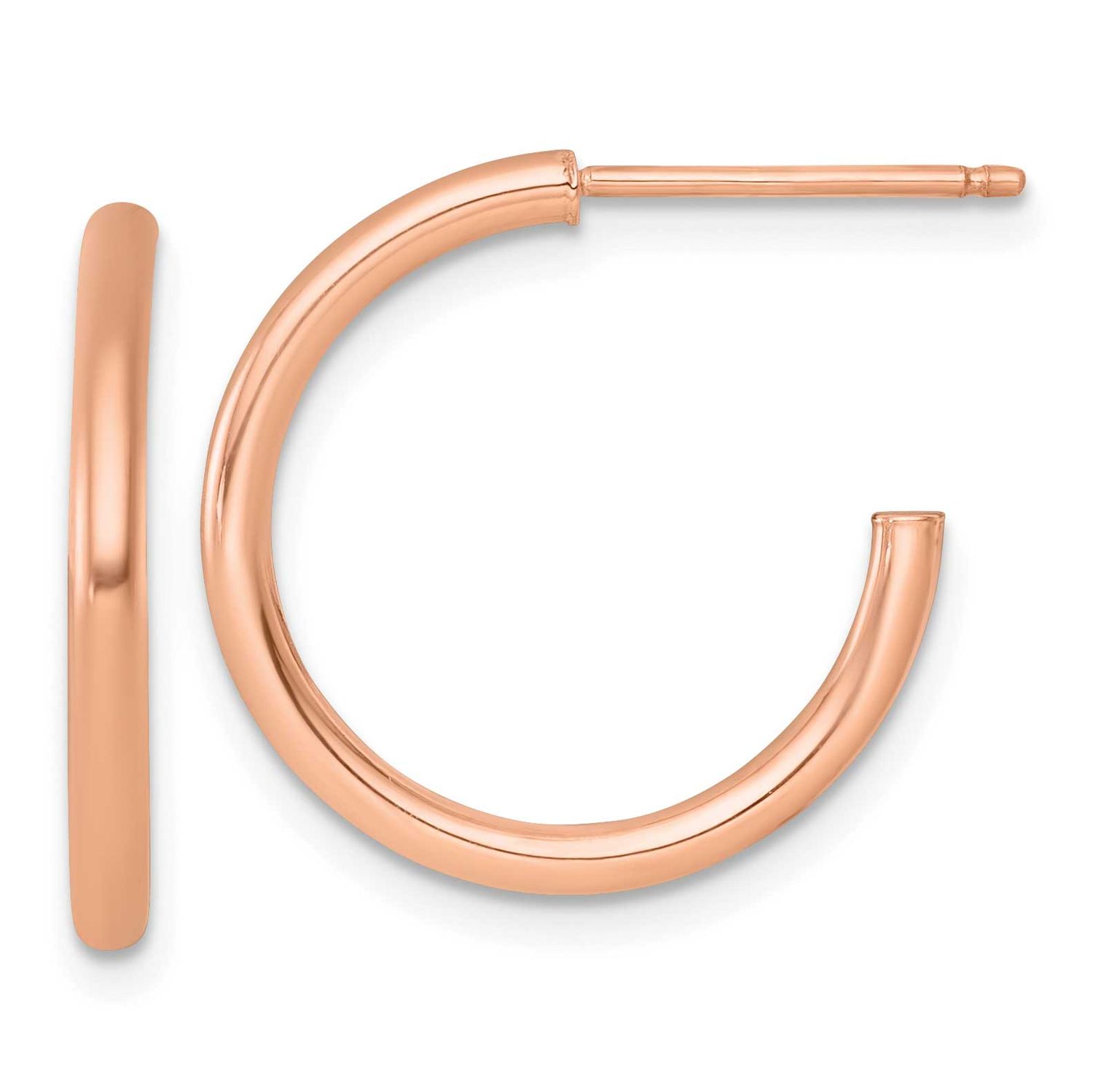 2.0 x 20mm Polished Post Hoop Earrings 14k Rose Gold, MPN: TF2503R, UPC: