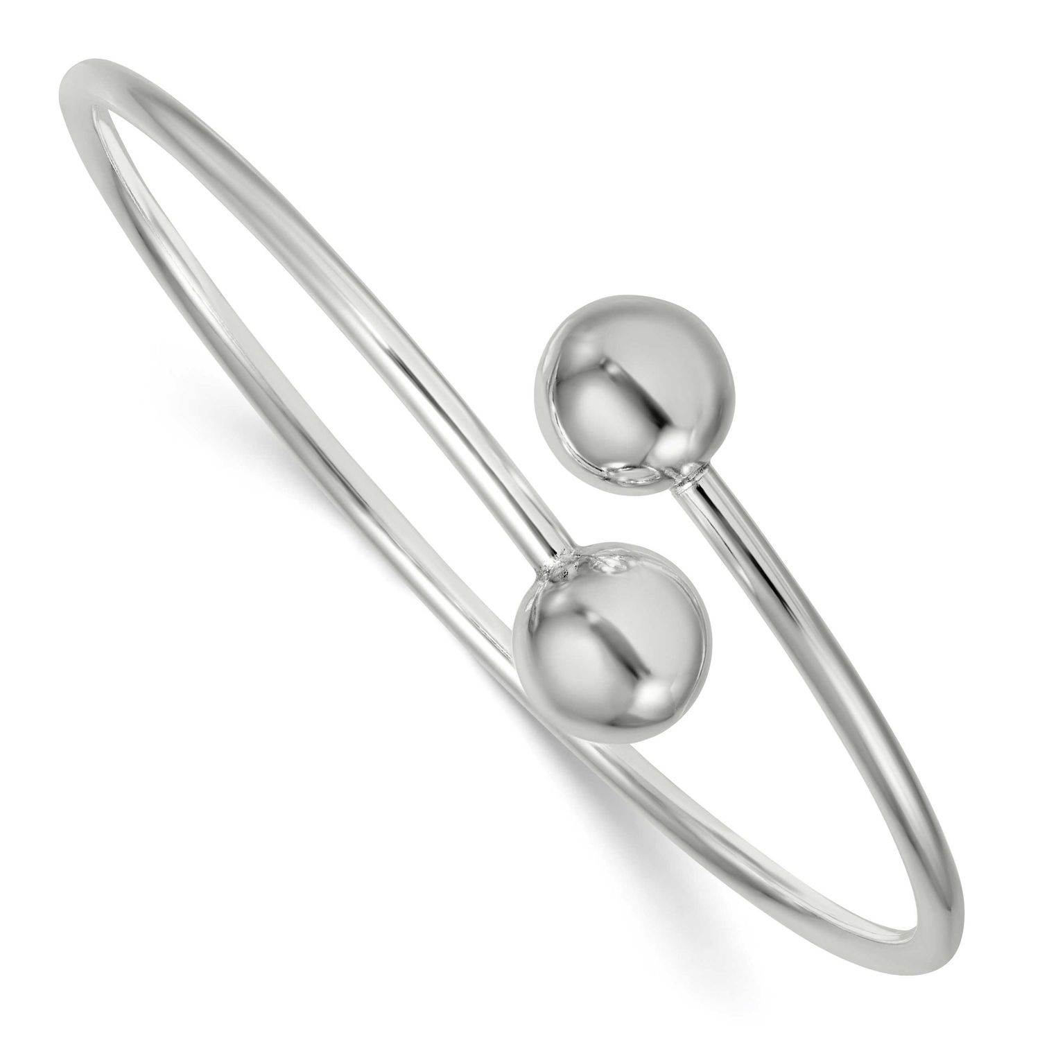 Ball Flexible Cuff Bangle Sterling Silver Polished, MPN: QB1586, UPC: