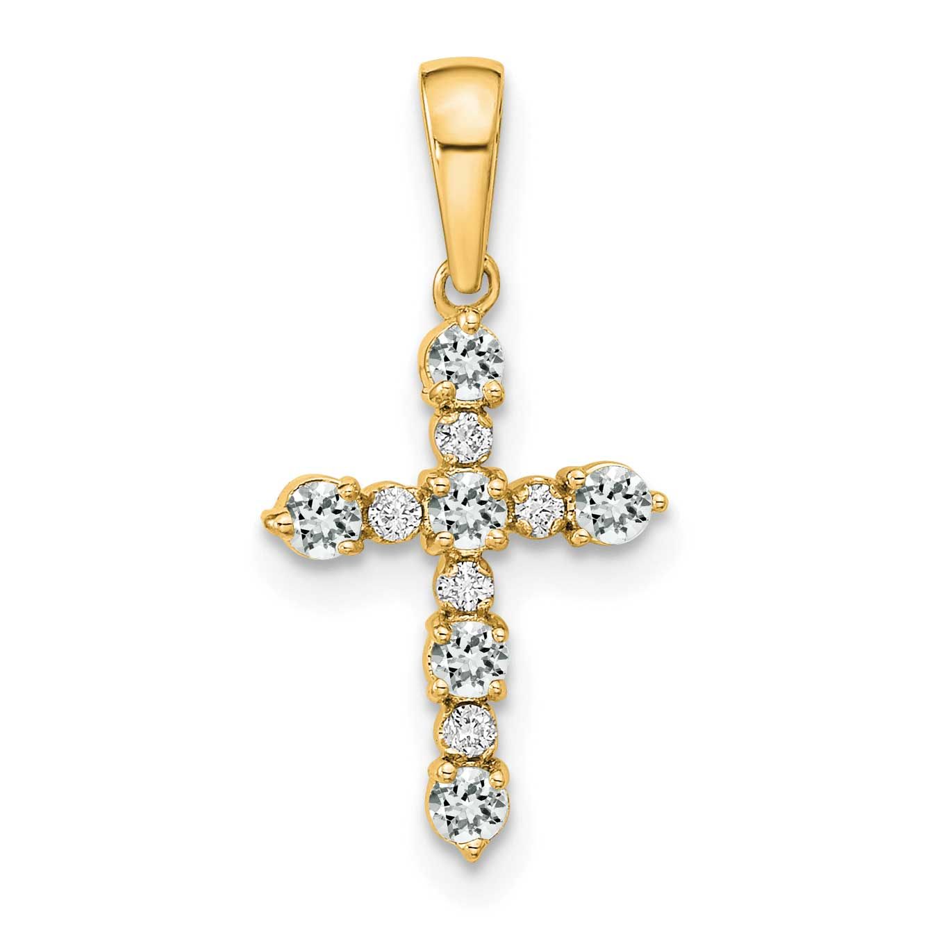 Topaz and Diamond Cross Pendant 14k White Gold, MPN: XP3387WT/A, UPC: