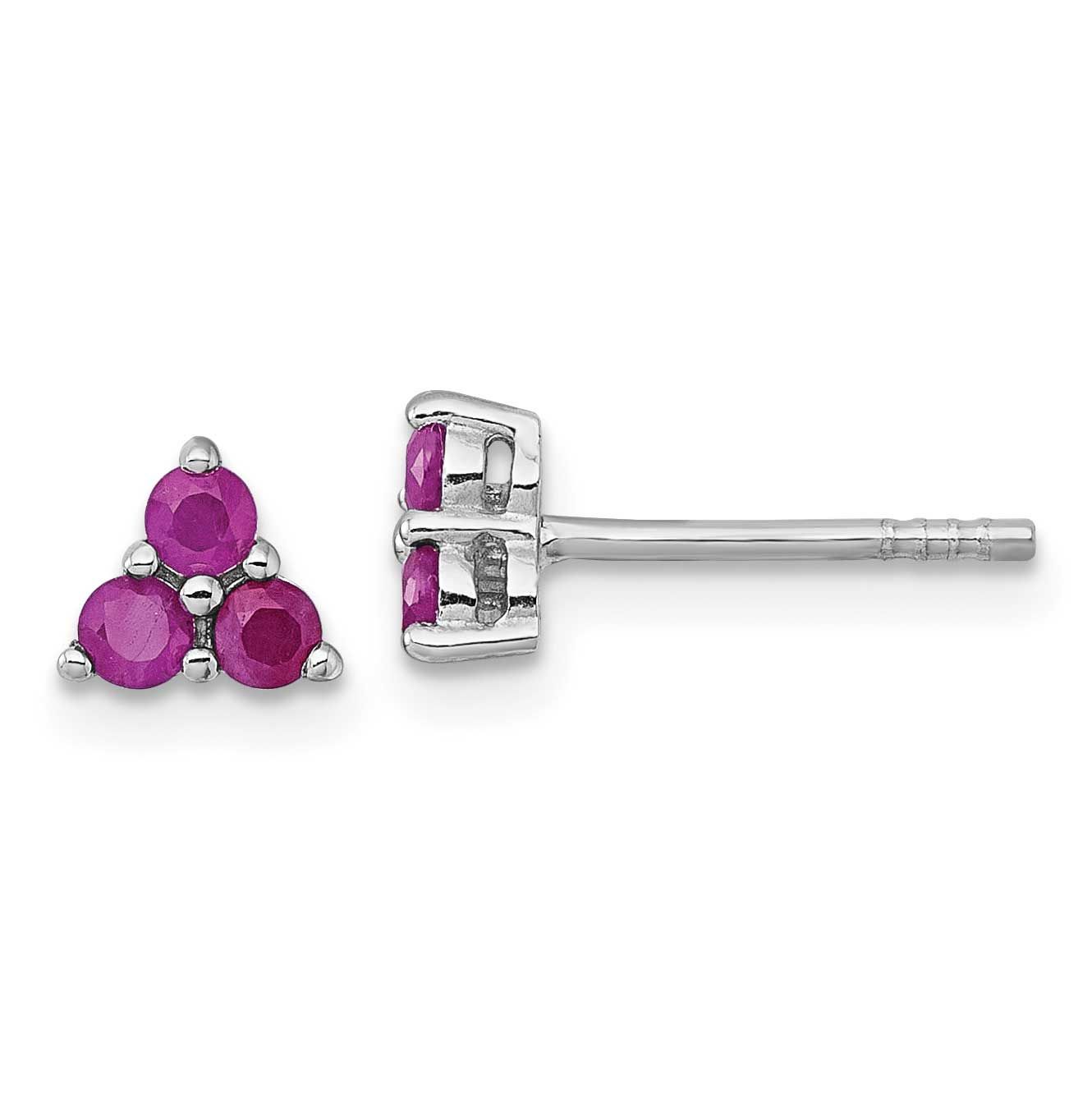 Polished Ruby Post Earrings Sterling Silver Rhodium-Plated, MPN: QE18330RU, UPC: