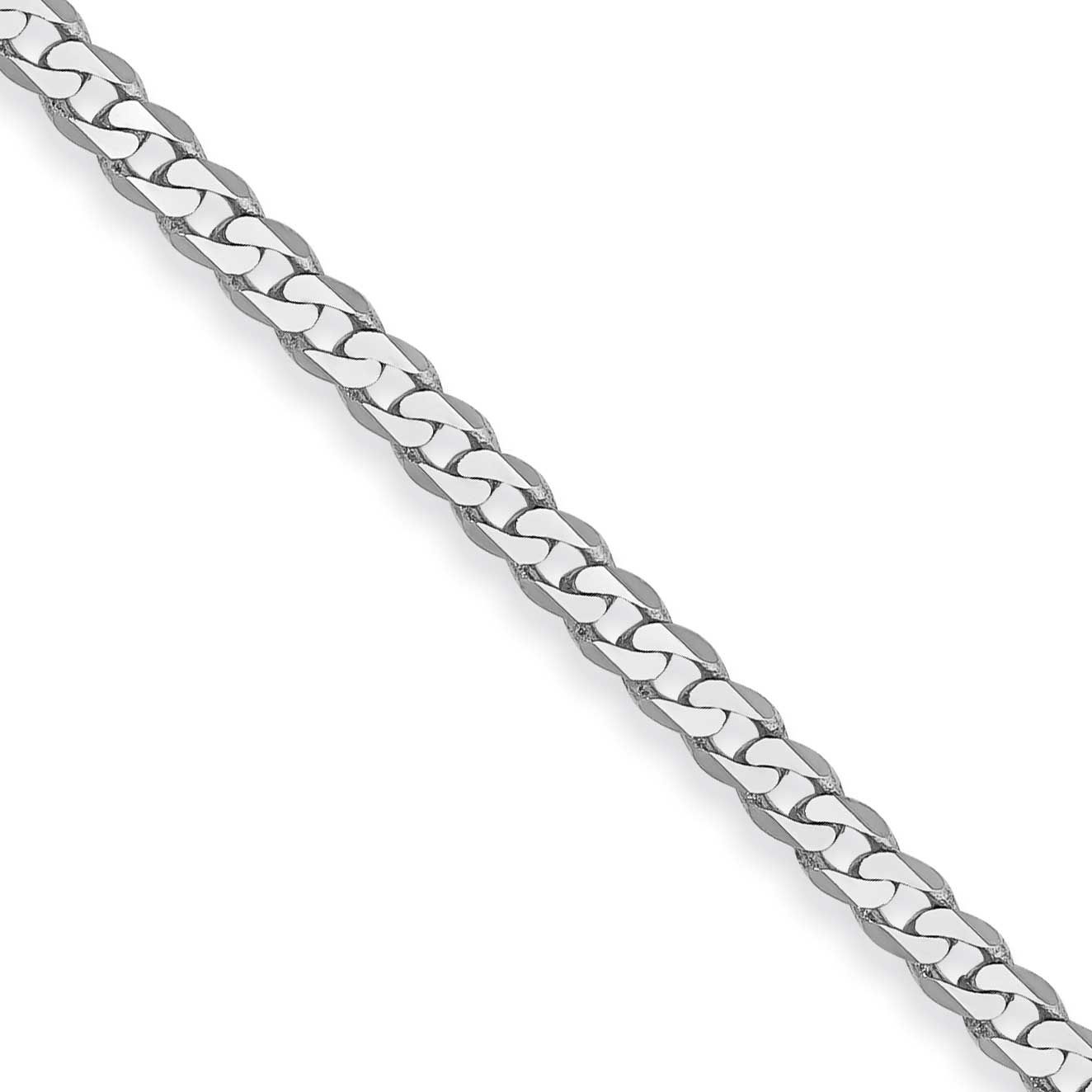 2.2mm Flat Beveled Curb Chain 16 Inch 14k White Gold, MPN: WFBU060-16, UPC: