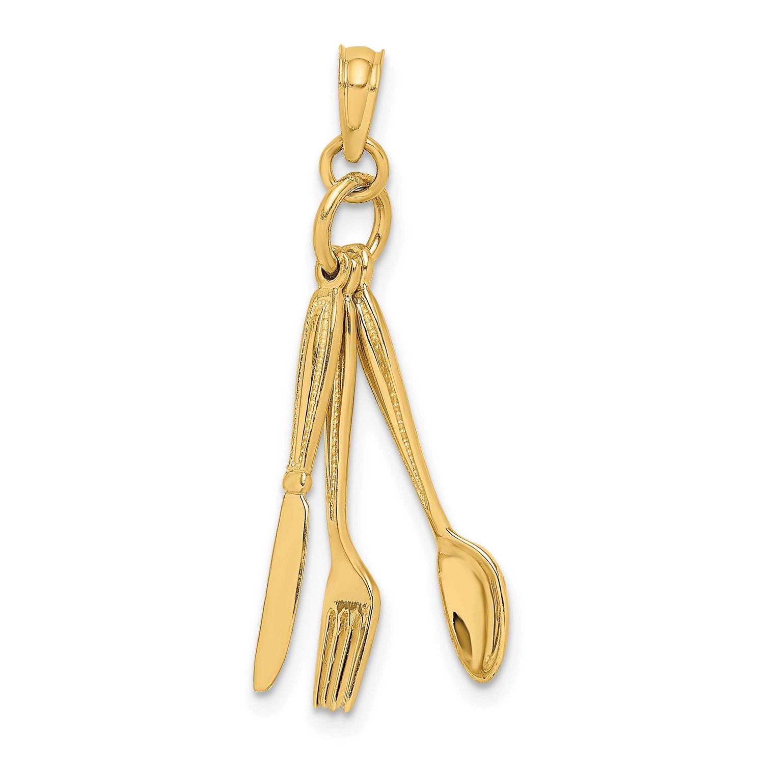 3-D Moveable Knife Fork and Spoon Charm 14k Gold, MPN: K7347, UPC: 637218138876