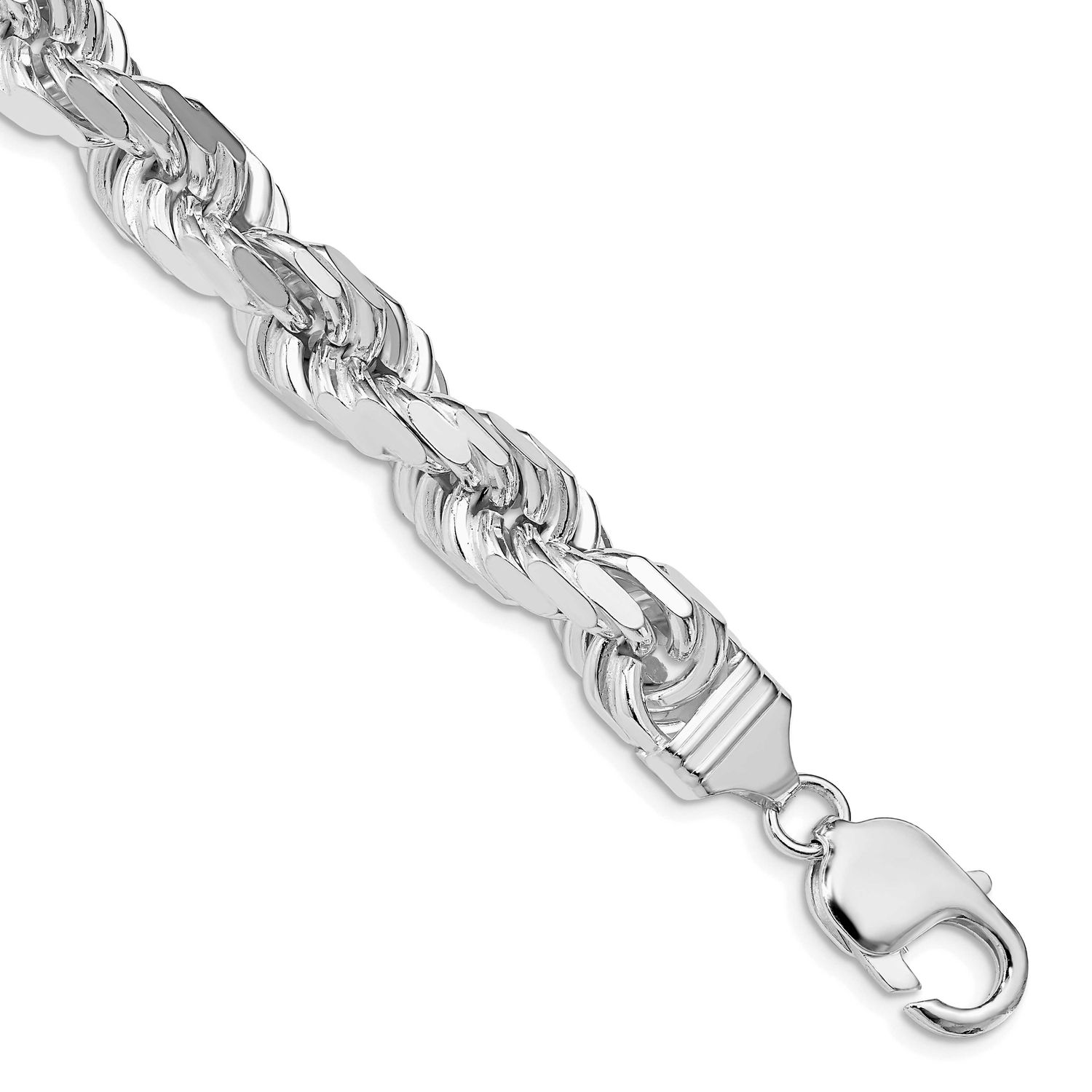 9.0mm Diamond-Cut Rope Chain 10 Inch Sterling Silver Rhodium-Plated, MPN: QDC200R-10, UPC: