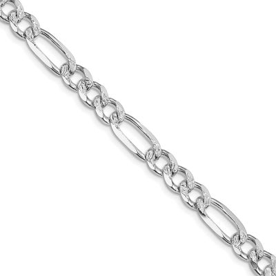 7.25mm Pavc Flat Figaro Chain 18 Inch Sterling Silver Rhodium-Plated, MPN: QFF200R-18, UPC: