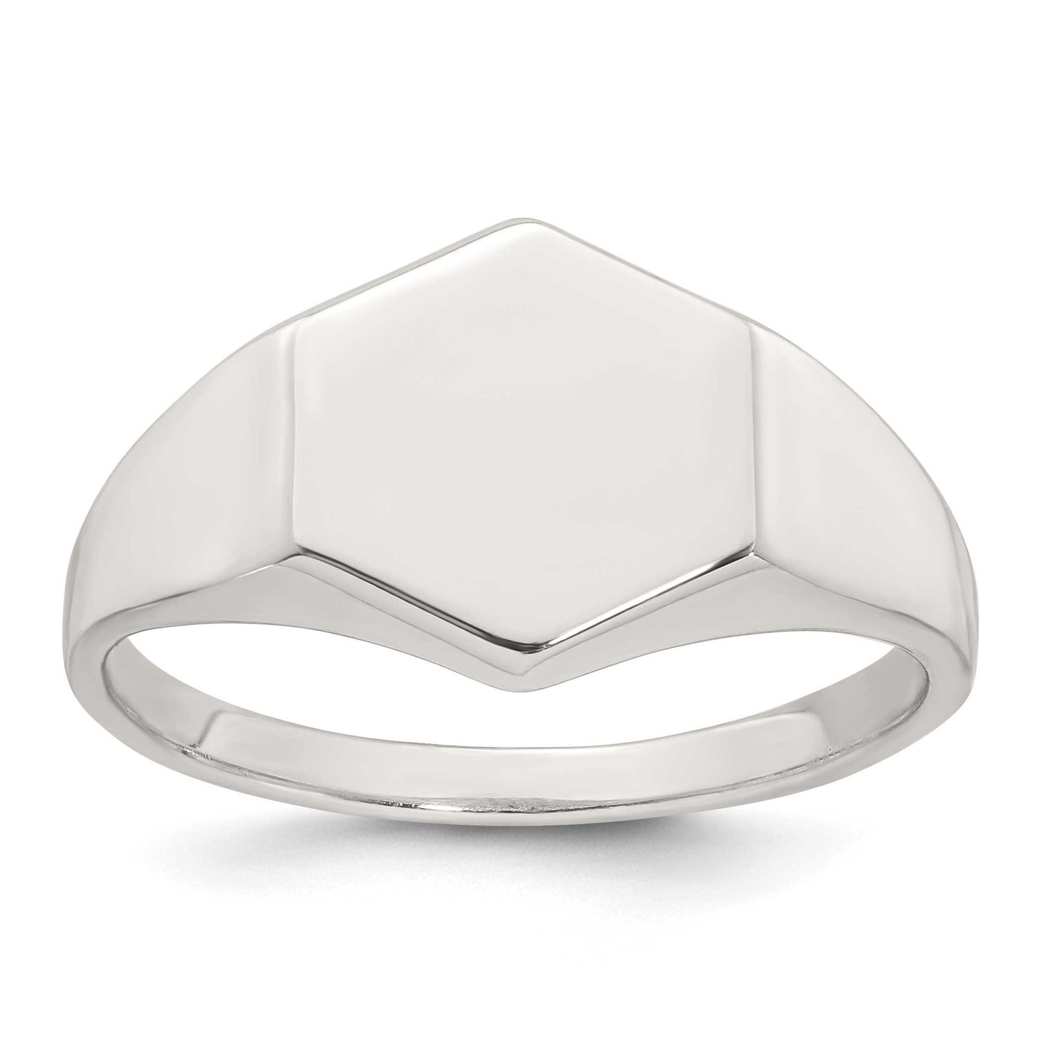 Hexagon Men&#39;s Signet Ring Sterling Silver Polished, MPN: QR7773, UPC: