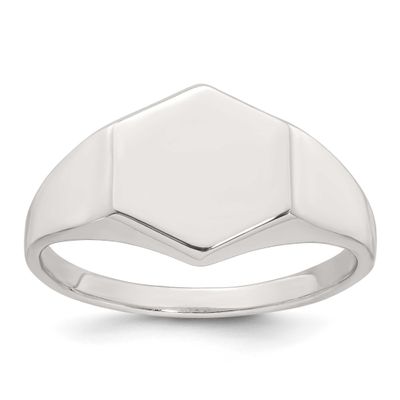 Hexagon Men&#39;s Signet Ring Sterling Silver Polished, MPN: QR7773, UPC: