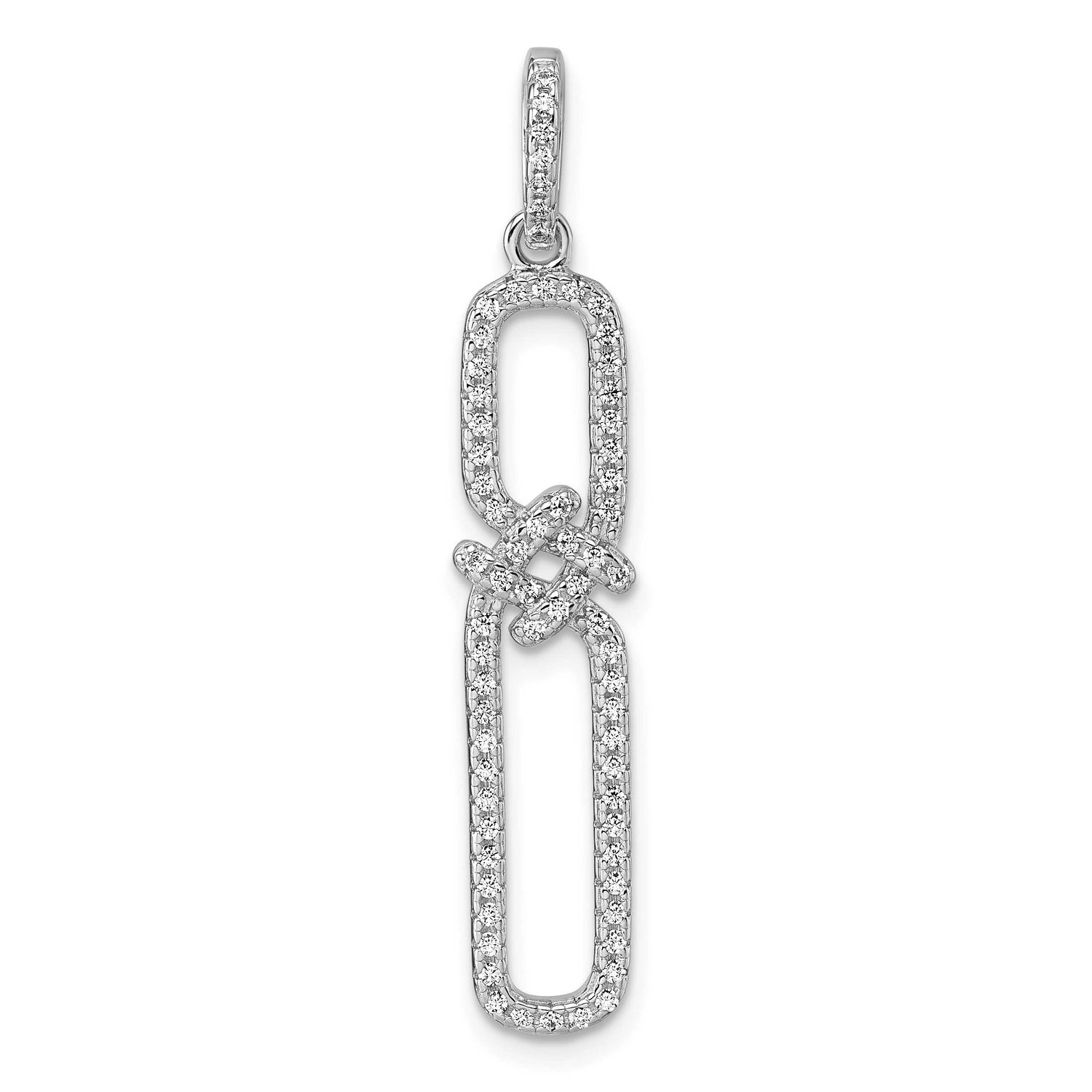 CZ Twisted Rectangle Pendant Sterling Silver Rhodium-Plated, MPN: QP5933, UPC: