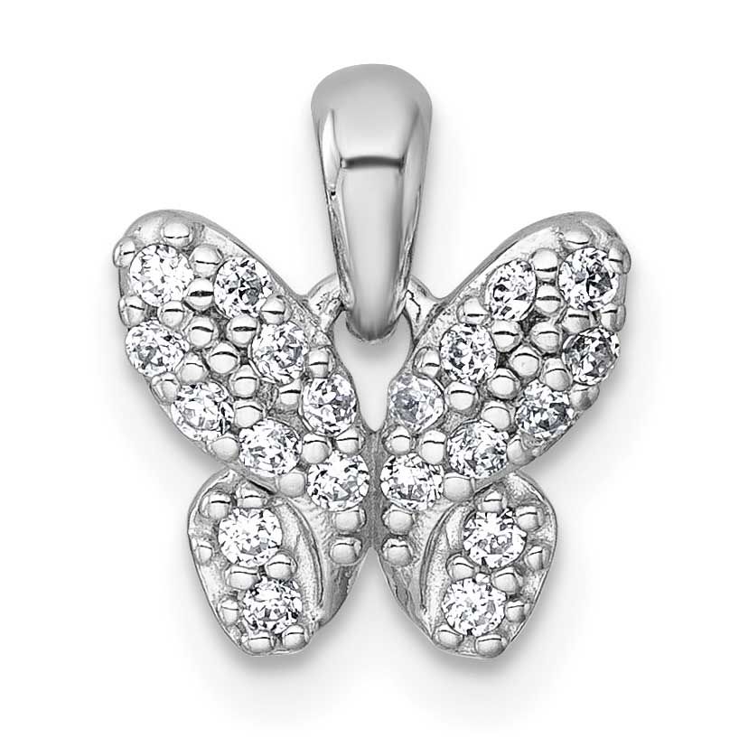 Polished CZ Butterfly Pendant Sterling Silver Rhodium-Plated, MPN: QG7236P, UPC: