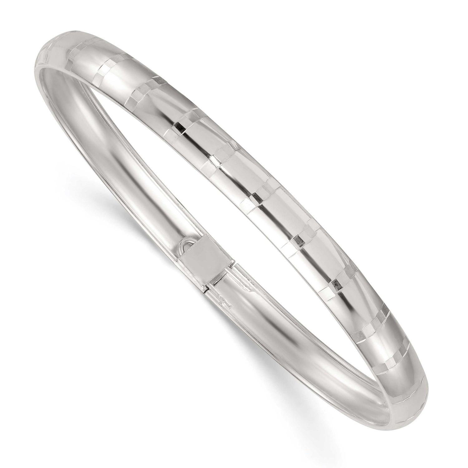 Diamond-Cut 6.0mm Flexible Bangle Sterling Silver Polished, MPN: QB1616, UPC: