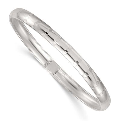 Diamond-Cut 6.0mm Flexible Bangle Sterling Silver Polished, MPN: QB1616, UPC: