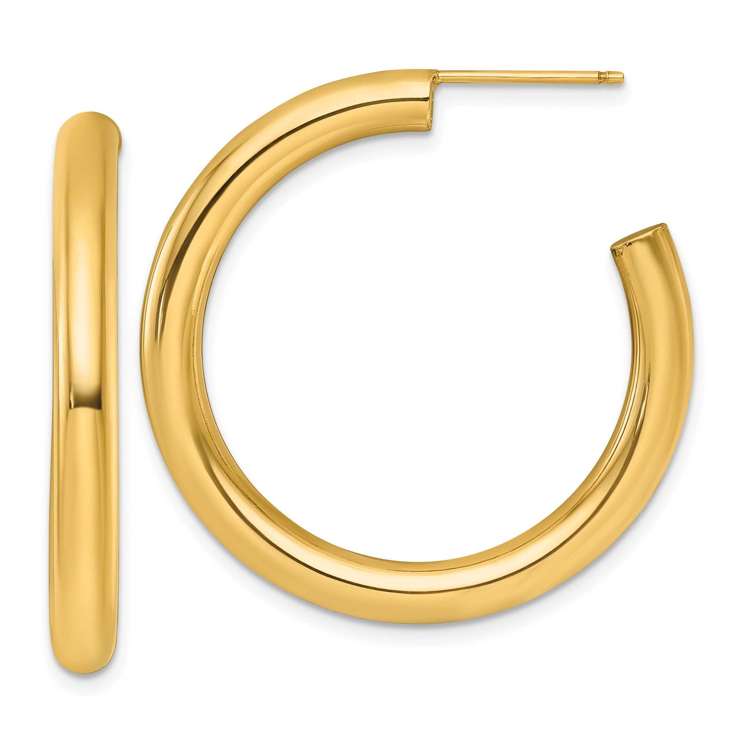 4.0 x 35mm Polished Post Hoop Earrings 14k Gold, MPN: TF2538, UPC: