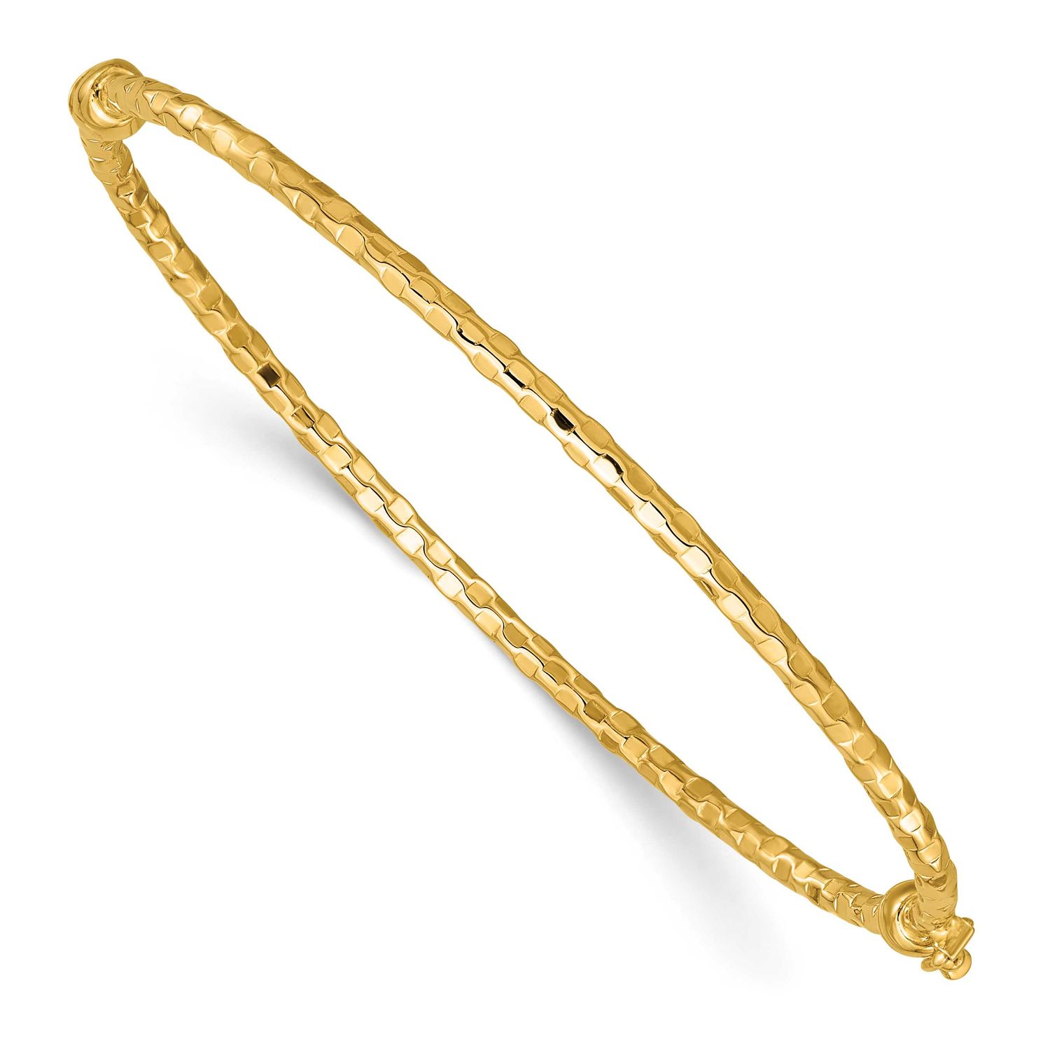 Textured Hinged Bangle Bracelet 14k Gold Polished, MPN: DB756, UPC: