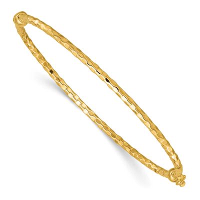 Textured Hinged Bangle Bracelet 14k Gold Polished, MPN: DB756, UPC: