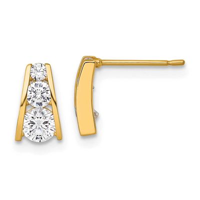 Graduated CZ Post Earrings 14k Gold Polished, MPN: YE2243, UPC: