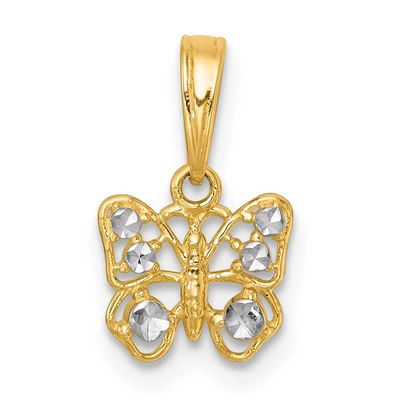 Butterfly Charm 14k Gold with Rhodium Polished, MPN: K10025, UPC: