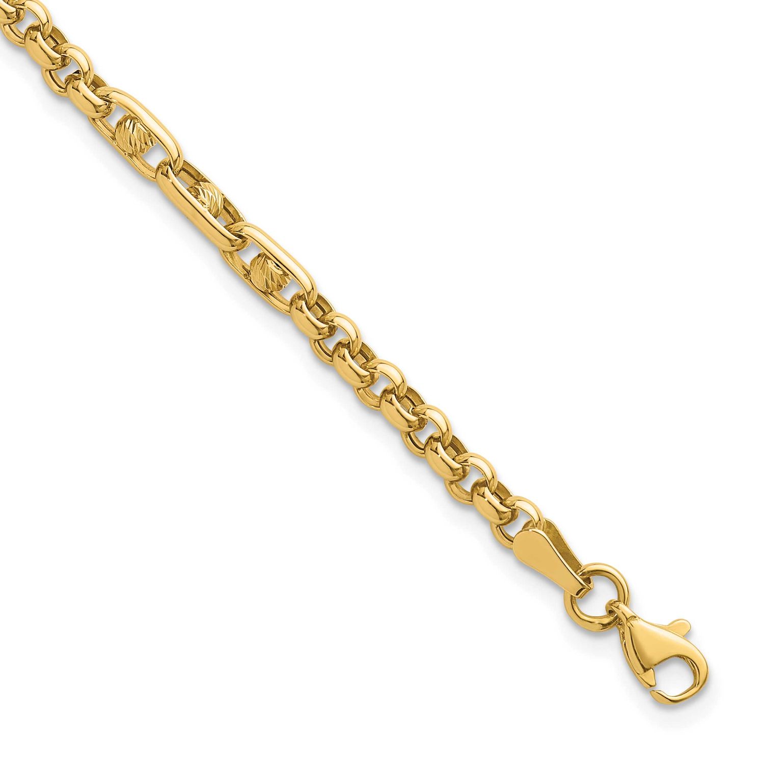 Diamond-Cut 7.5 Inch Fancy Link Bracelet 14k Gold Polished, MPN: SF3169-7.5, UPC: