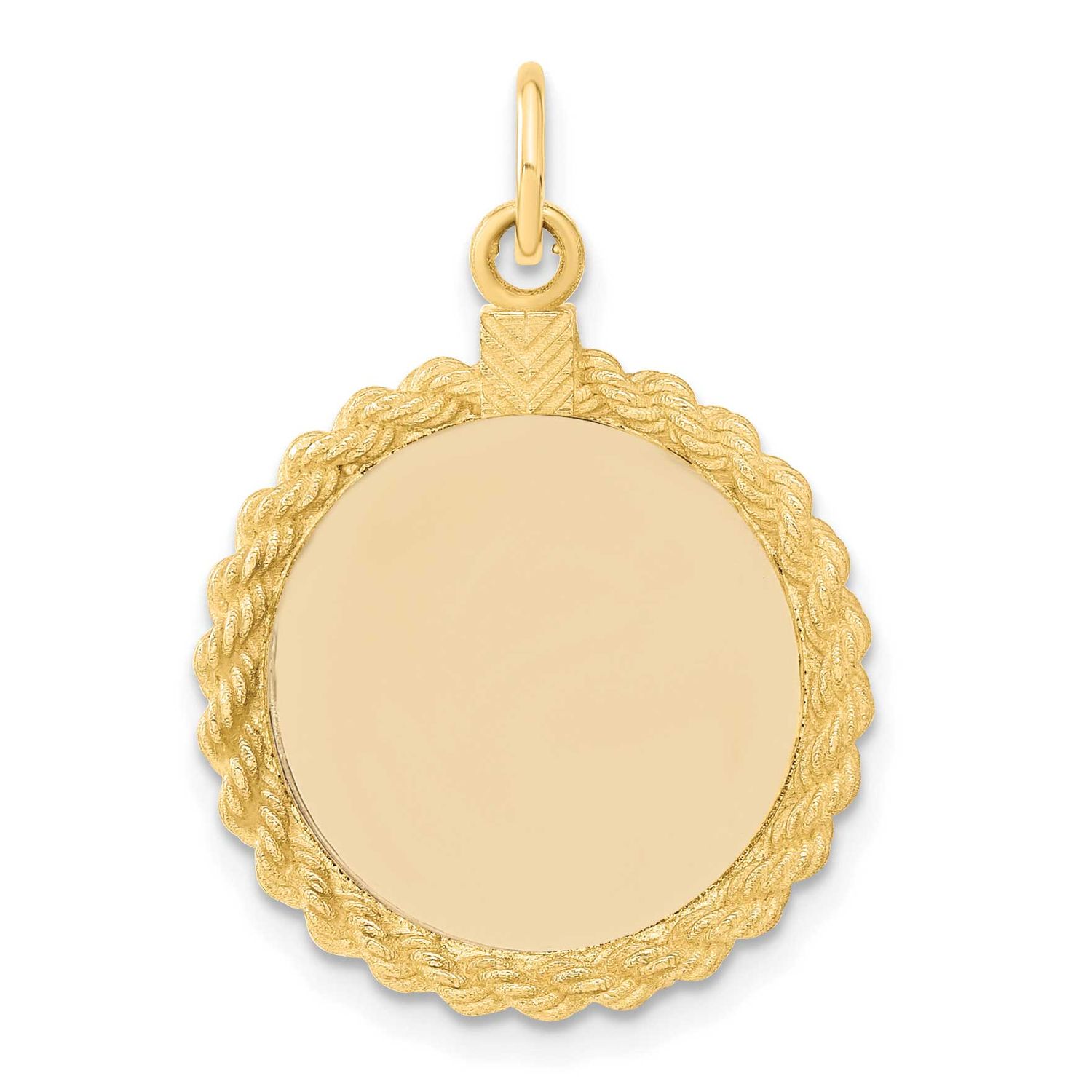 Plain .013 Gauge Circular Engravable Disc with Rope Charm 14k Gold, MPN: XM615/13, UPC:
