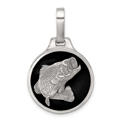 Black Epoxy Bass Fish Pendant Sterling Silver, MPN: QQ703, UPC: