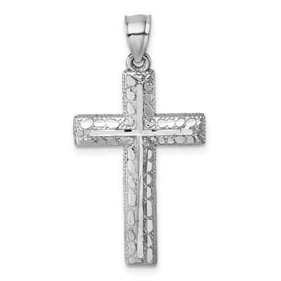 White Gold Diamond-Cut Fancy Cross Pendant 14k Gold Polished, MPN: K10075W, UPC: