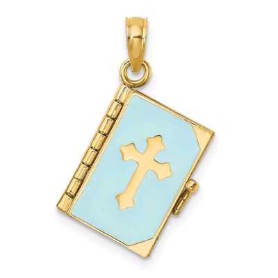 3-D Blue Enamel Bible Book with Moveable Pages Charm 14k Gold, MPN: K6733, UPC: 637218117628