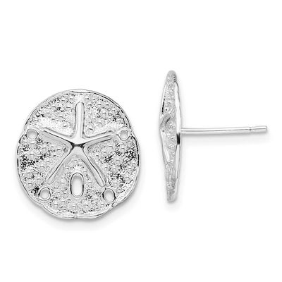 De-Ani Small Sand Dollar with Starfish Post Earrings Sterling Silver Rhodium-Plated, MPN: QE15524, …
