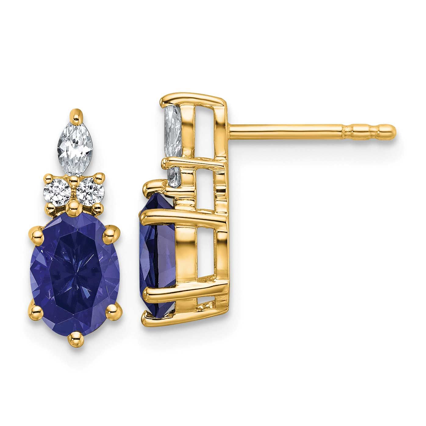 Diamond and Lab Created Sapphire Twisted Post Earrings 14k Gold Polished, MPN: EM9791-CSA-017-YAA, …
