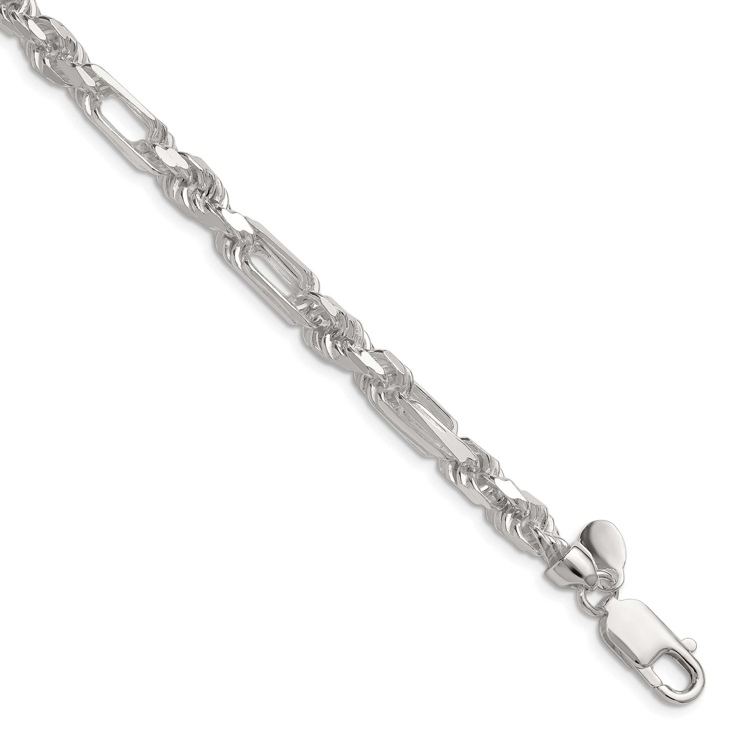6mm Diamond-cut Figarope Chain 9 Inch Sterling Silver, MPN: QFGR110-9, UPC: