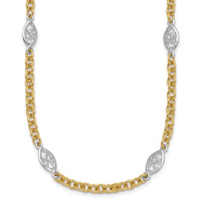 Fancy Chain 6.5mm Necklace 18 Inch 14K Two Tone Gold Polished, MPN: SF3225-18, UPC: