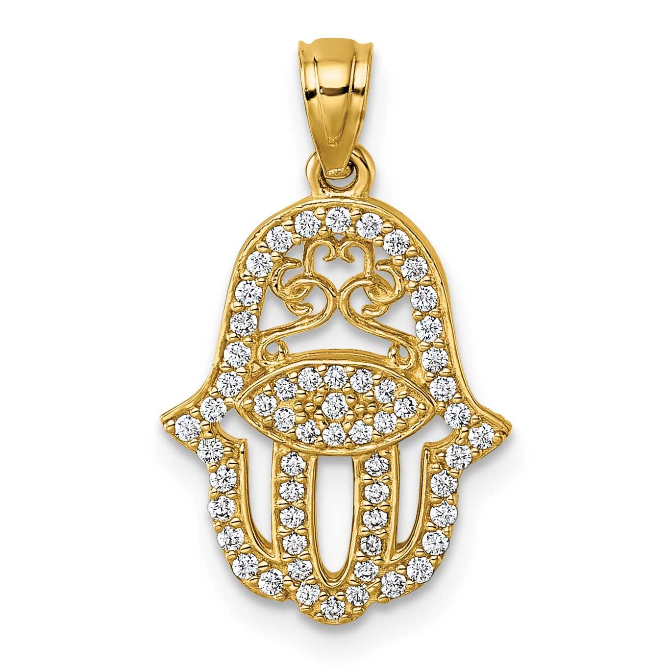 CZ Hamsa Pendant 14k Gold Polished, MPN: K10117, UPC: