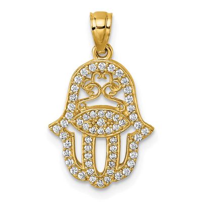CZ Hamsa Pendant 14k Gold Polished, MPN: K10117, UPC: