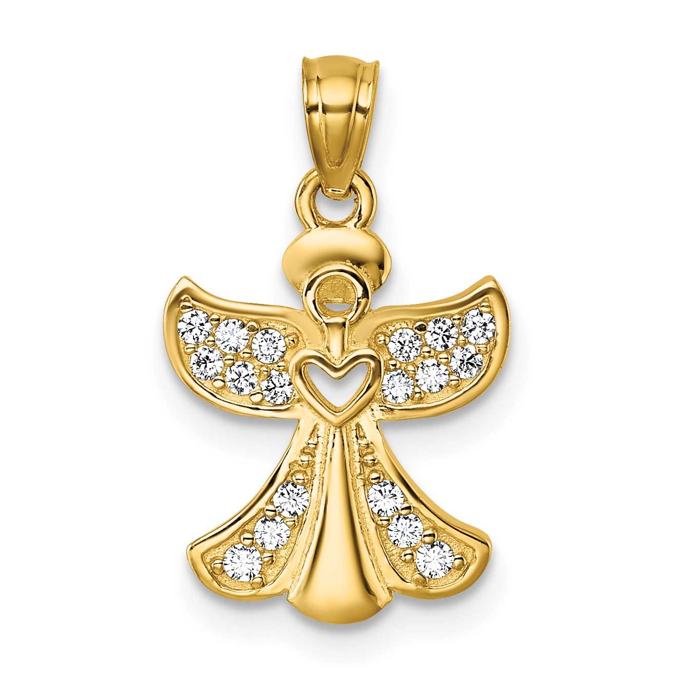 CZ Angel with Open Heart Pendant 14k Gold Polished, MPN: K10112, UPC: