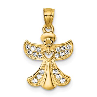 CZ Angel with Open Heart Pendant 14k Gold Polished, MPN: K10112, UPC: