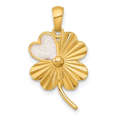 Enamel Lucky Clover Pendant Sterling Silver Gold-Tone Polished, MPN: QG7215P, UPC: