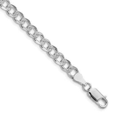 5.5mm Pavc Curb Chain 9 Inch Sterling Silver Rhodium-Plated, MPN: QCF150R-9, UPC: