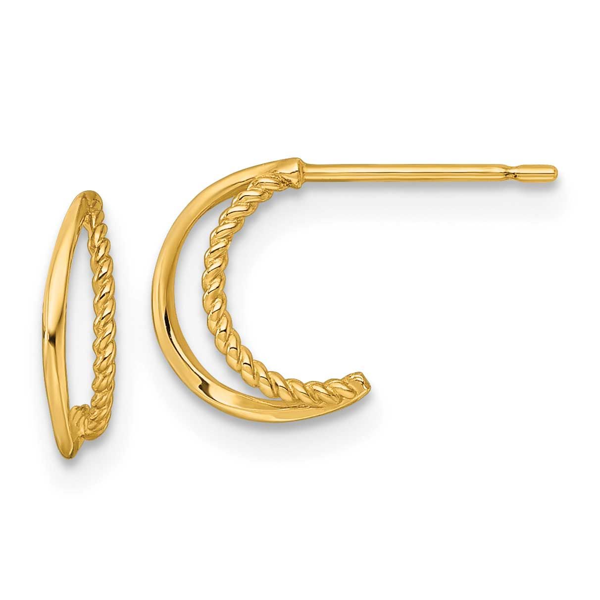 Twisted Post C-Hoop Earrings 14k Gold Polished, MPN: YE2241, UPC: