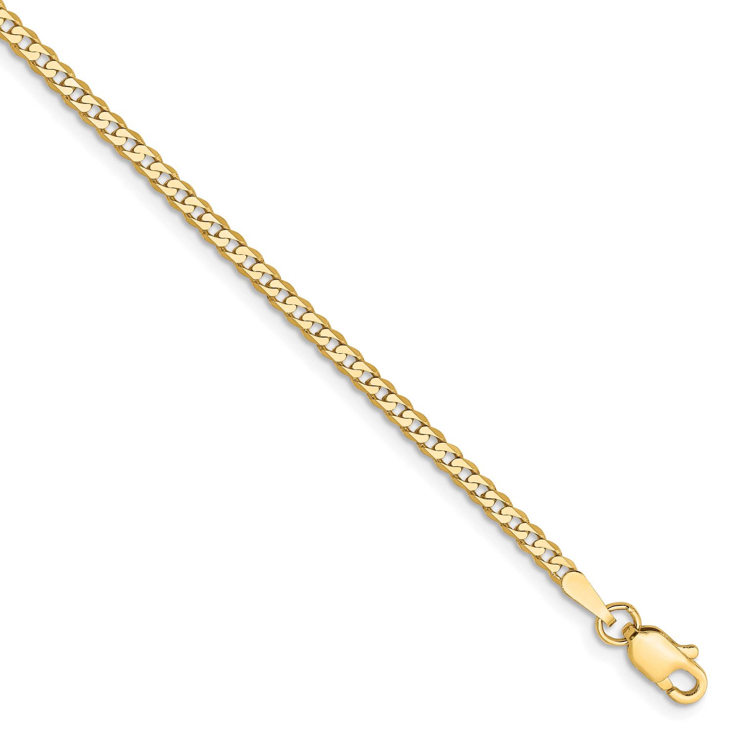 2.2mm Flat Beveled Curb Chain 8 Inch 14k White Gold, MPN: WFBU060-8, UPC: