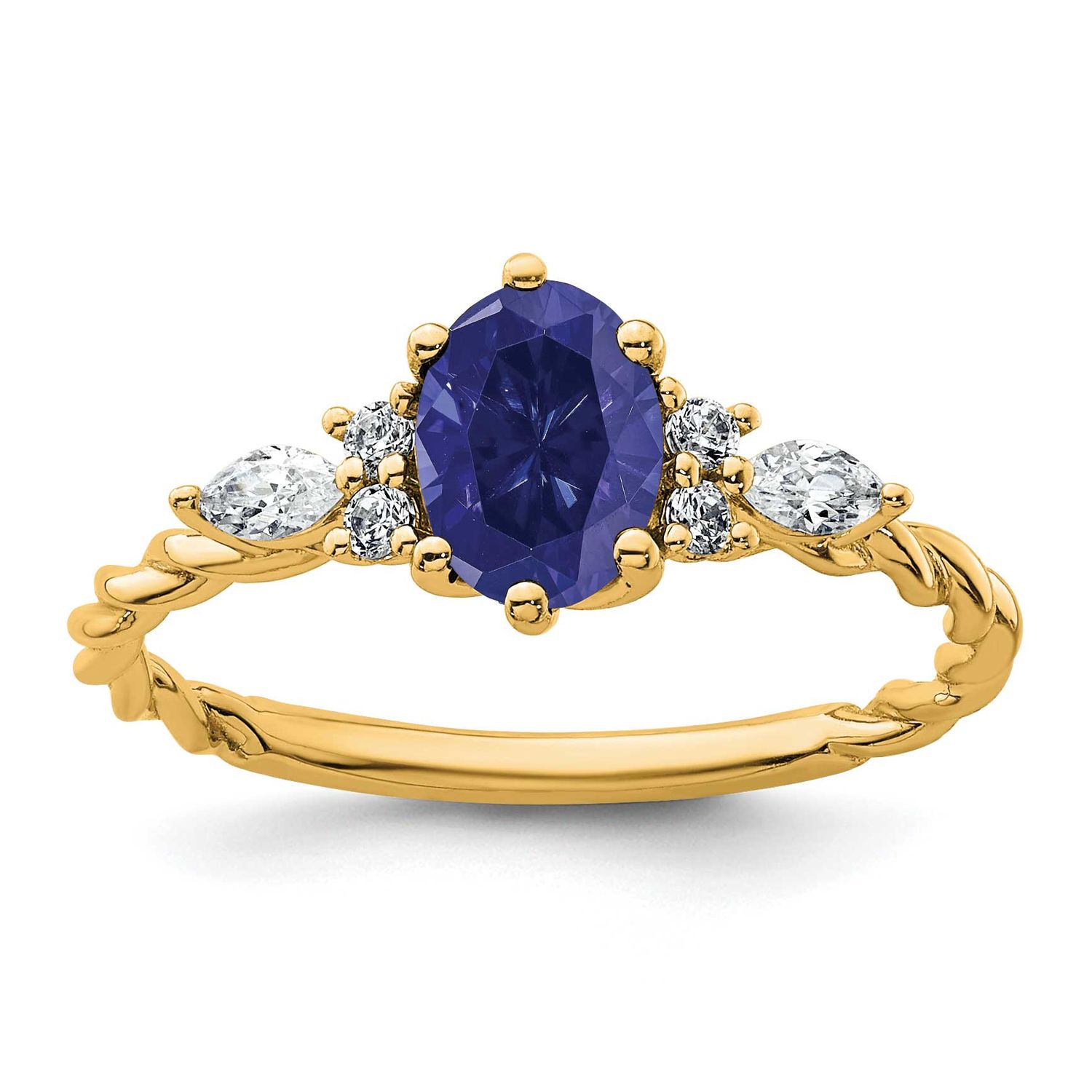 Diamond and Lab Created Sapphire Twisted Ring 14k Gold Polished, MPN: RM9791-CSA-017-YAA, UPC: