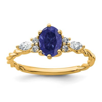 Diamond and Lab Created Sapphire Twisted Ring 14k Gold Polished, MPN: RM9791-CSA-017-YAA, UPC: