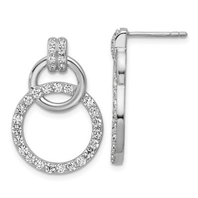 CZ Circle Post Earrings Sterling Silver Rhodium-Plated, MPN: QG7135E, UPC:
