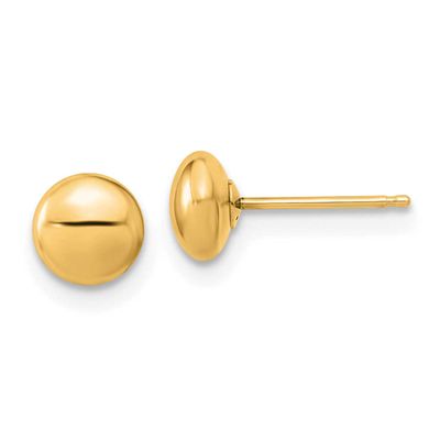 Polished Button Post Earrings 14k Gold, MPN: YE1817Y, UPC: