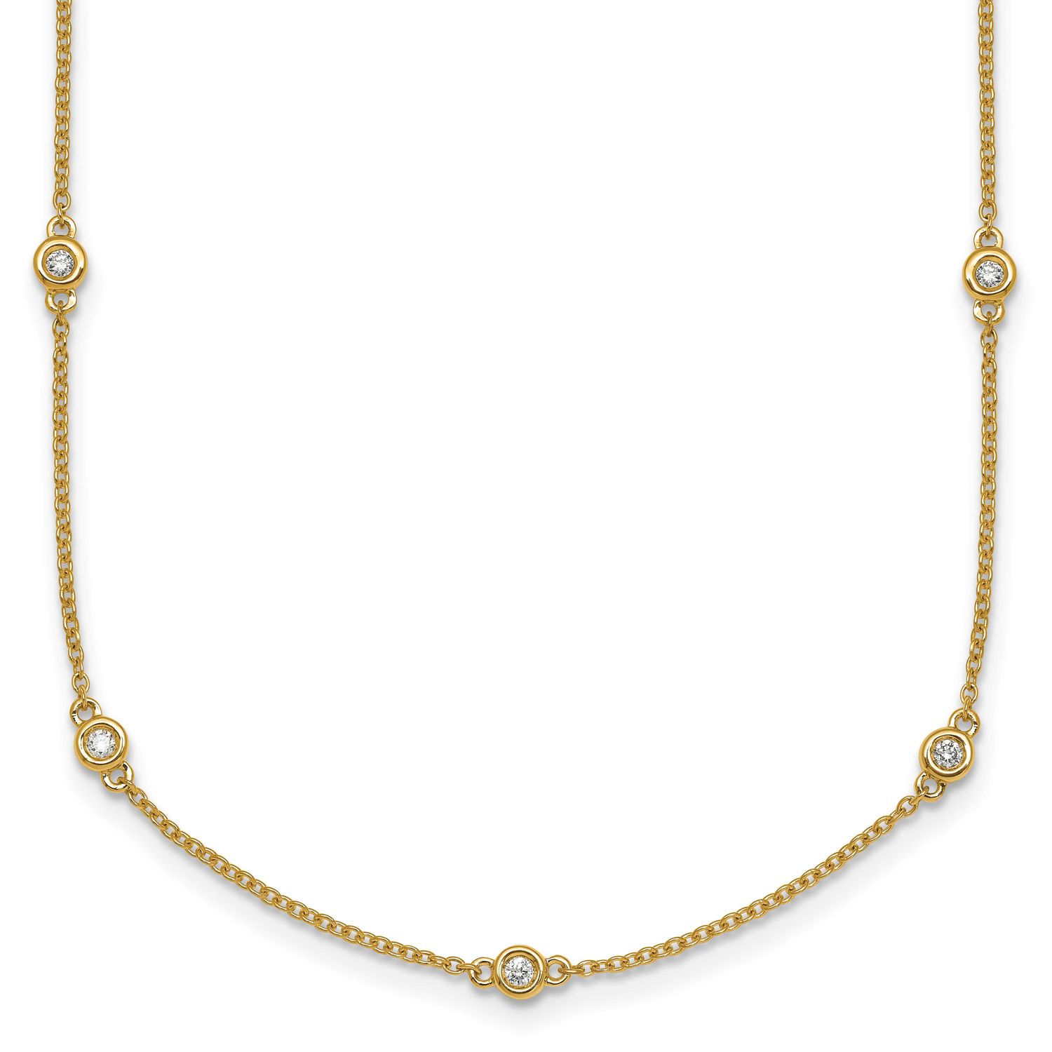 Diamond Station Cable Necklace 14k Gold, MPN: PM1009-025-YA-18, UPC: