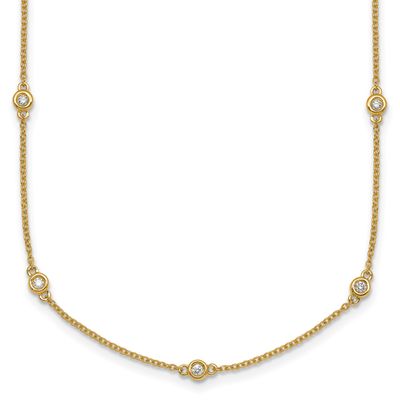 Diamond Station Cable Necklace 14k Gold, MPN: PM1009-025-YA-18, UPC: