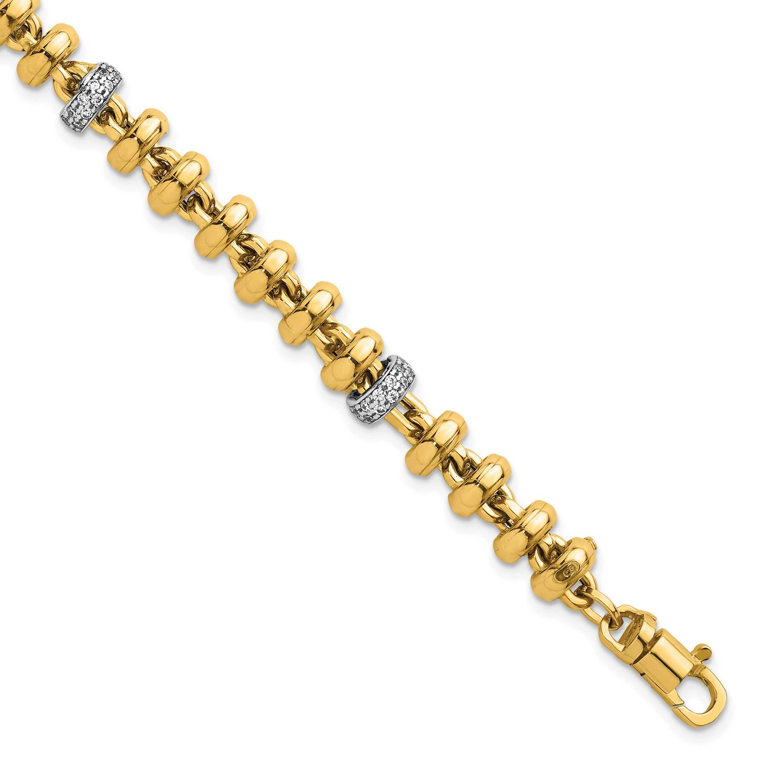 Fancy Link CZ 7.5 Inch Bracelet 14K Two Tone Gold Polished, MPN: SF3182-7.5, UPC: